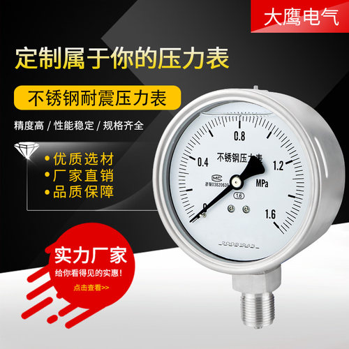 不锈钢yn100bf真空耐震压力表