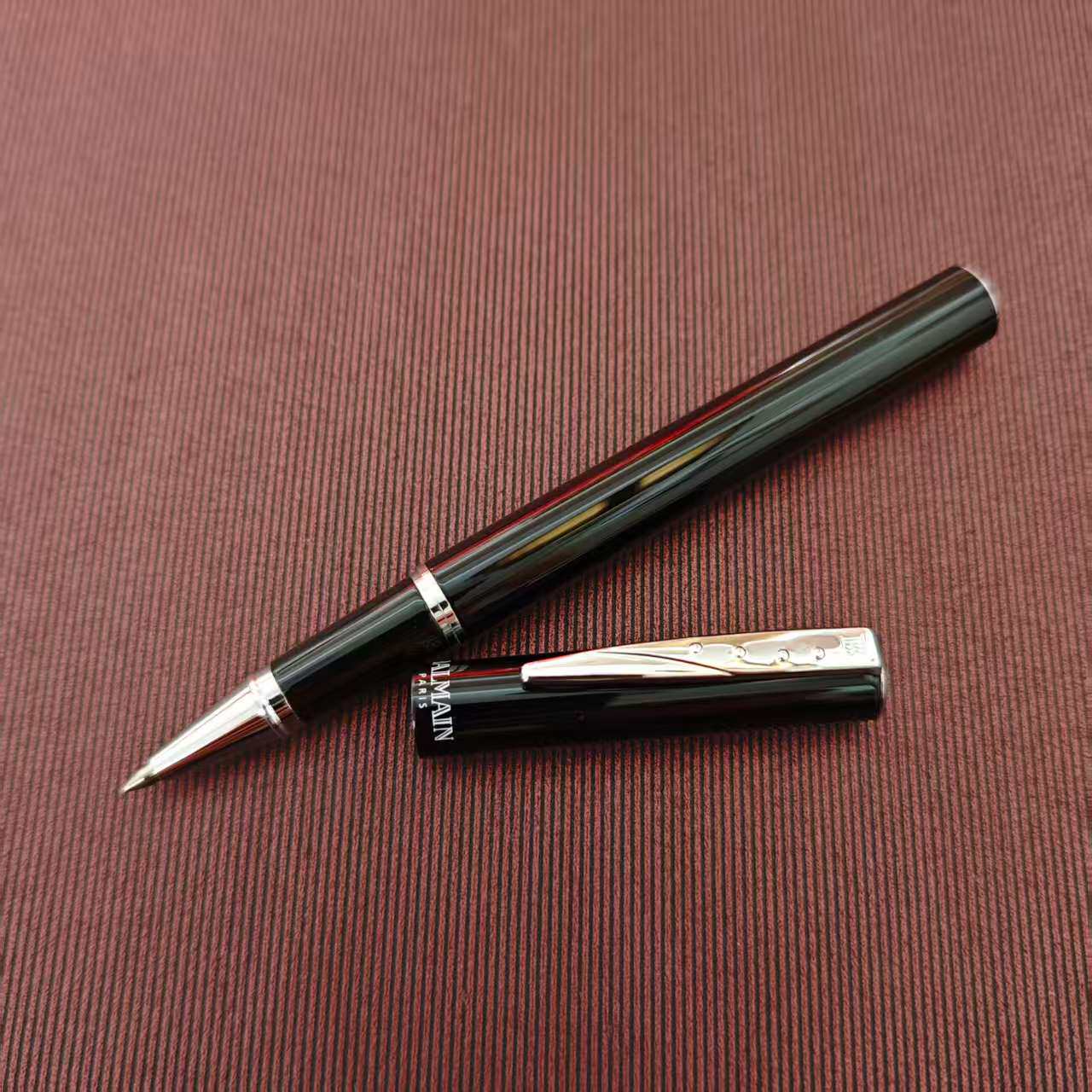 简略 金属签字笔法国圆珠笔黑色水笔银色宝珠笔商务中性笔简约