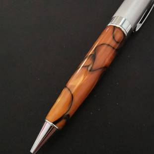 流淌 赛璐璐圆珠笔BIRD金属原子笔粗壮手感签字笔金色树脂 玛瑙