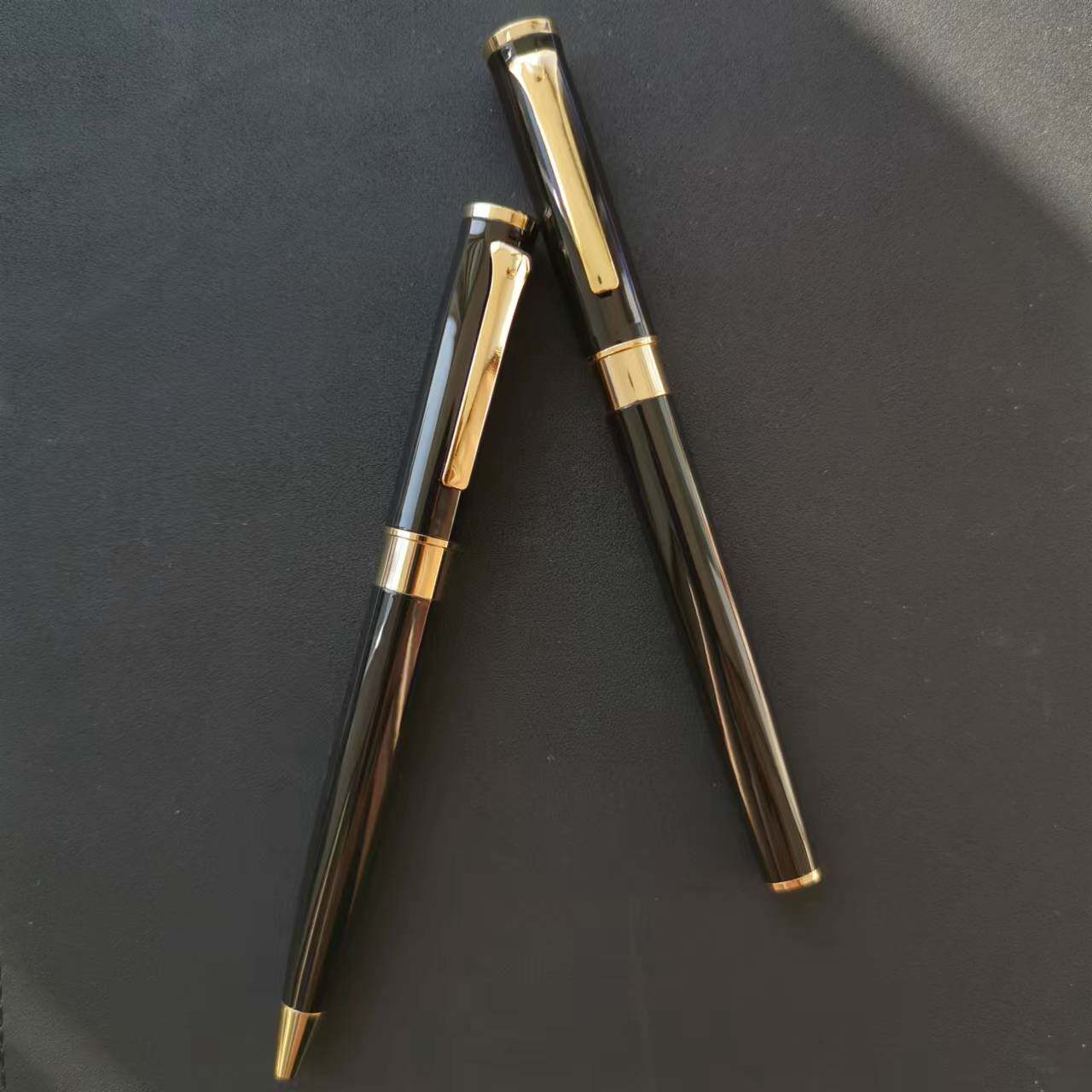 致…黑金对笔 复古签名笔黑色圆珠笔金属宝珠笔金色签字笔质感