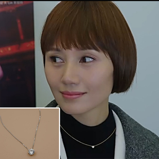 简约我的前半生唐晶项链925纯银莫桑石锁骨链女明星罗子君马伊璃