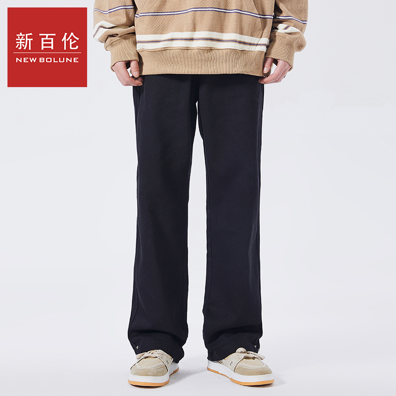 新百伦牛仔裤男秋季新品美式款复古牛仔裤直筒宽松潮牌纯色休闲裤