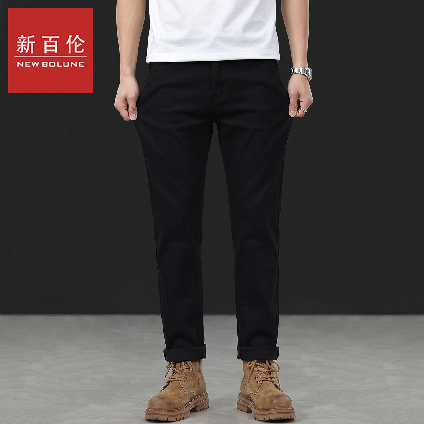 新百伦牛仔裤男2026夏季新款高端中年商务百搭直筒时尚休闲牛仔裤