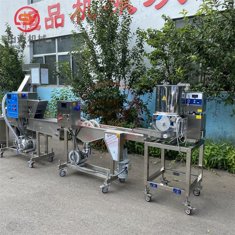 全自动鲜奶油炸机 鲜奶块裹浆机 脆皮牛奶上浆裹糠油炸生产线