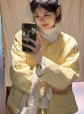 黄色女生外套冬季轻薄宽松小个子棉衣