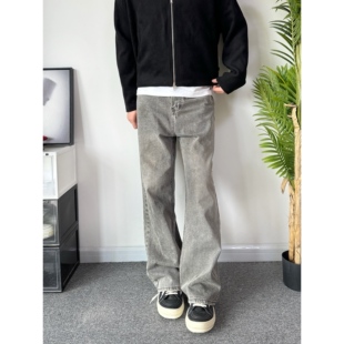 POPLAR CLASSIC 水洗烟灰微喇显瘦百搭cleanfit牛仔裤休闲长裤