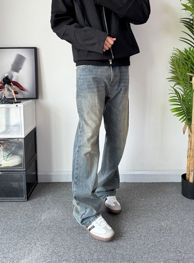 POPLAR CLASSIC做旧竹节水洗复古微喇显瘦百搭牛仔长裤cleanfit