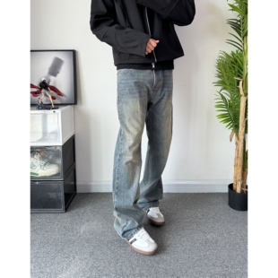 POPLAR CLASSIC做旧竹节水洗复古微喇显瘦百搭牛仔长裤cleanfit