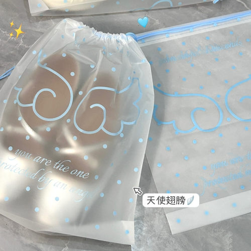 奶蓝防尘鞋袋收纳袋波点翅膀新款便捷式防潮防霉束口抽绳外出鞋套