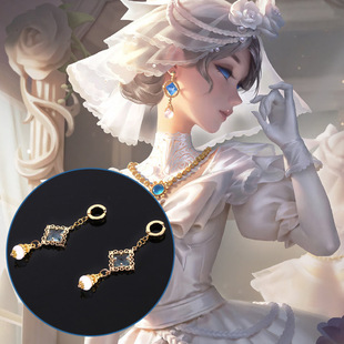 猫八 红夫人cos耳夹应许之日皮肤网易第5人格耳饰耳环水晶吊坠