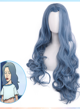 猫八cos假发 刺客伍六七 烂命华cos假发军蓝色美人尖打毛头顶卷发