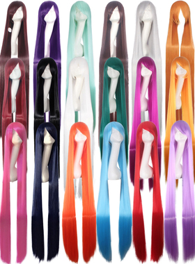 猫八 超长假发国风古装万用150cm长直发古风动漫银白绿色加长毛胚