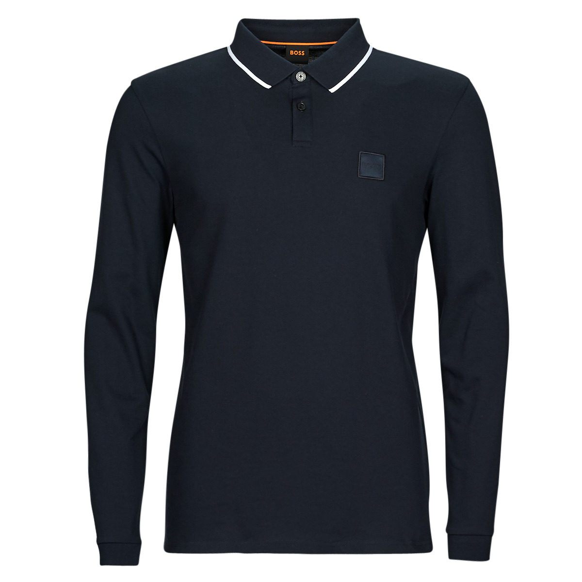 hugo boss男装polo衫商务休闲翻领青年纯色长袖海蓝色春秋2024款