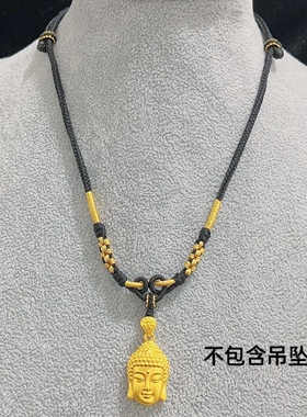 原创新款纯手工编织佛头项链绳桃花结高端个性独特毛衣链高档挂脖