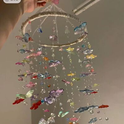小红书同款蝴蝶风铃手工diy材料包多巴胺治愈梦幻室内挂件礼物