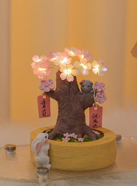 樱花许愿树手工小夜灯摆件创意办公室桌面家居卧室装饰品生日礼物