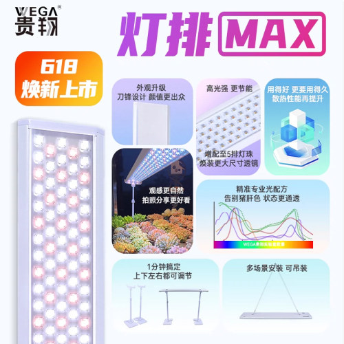 贵翔灯排Max 植物补光灯仿太阳全光谱多肉上色LED植物生长灯热植