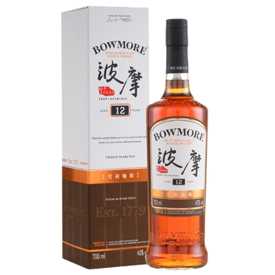 英国进口 Bowmore 波摩12年雪莉桶版单一麦芽苏格兰威士忌 700mL