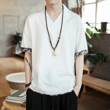 Mùa hè Nam Ngắn Tay Áo Thêu Robe Nam Phong Cách Trung Quốc Hanfu của Nam Giới Đồ Cổ Năm điểm T-Shirt Cắt Quần Đặt