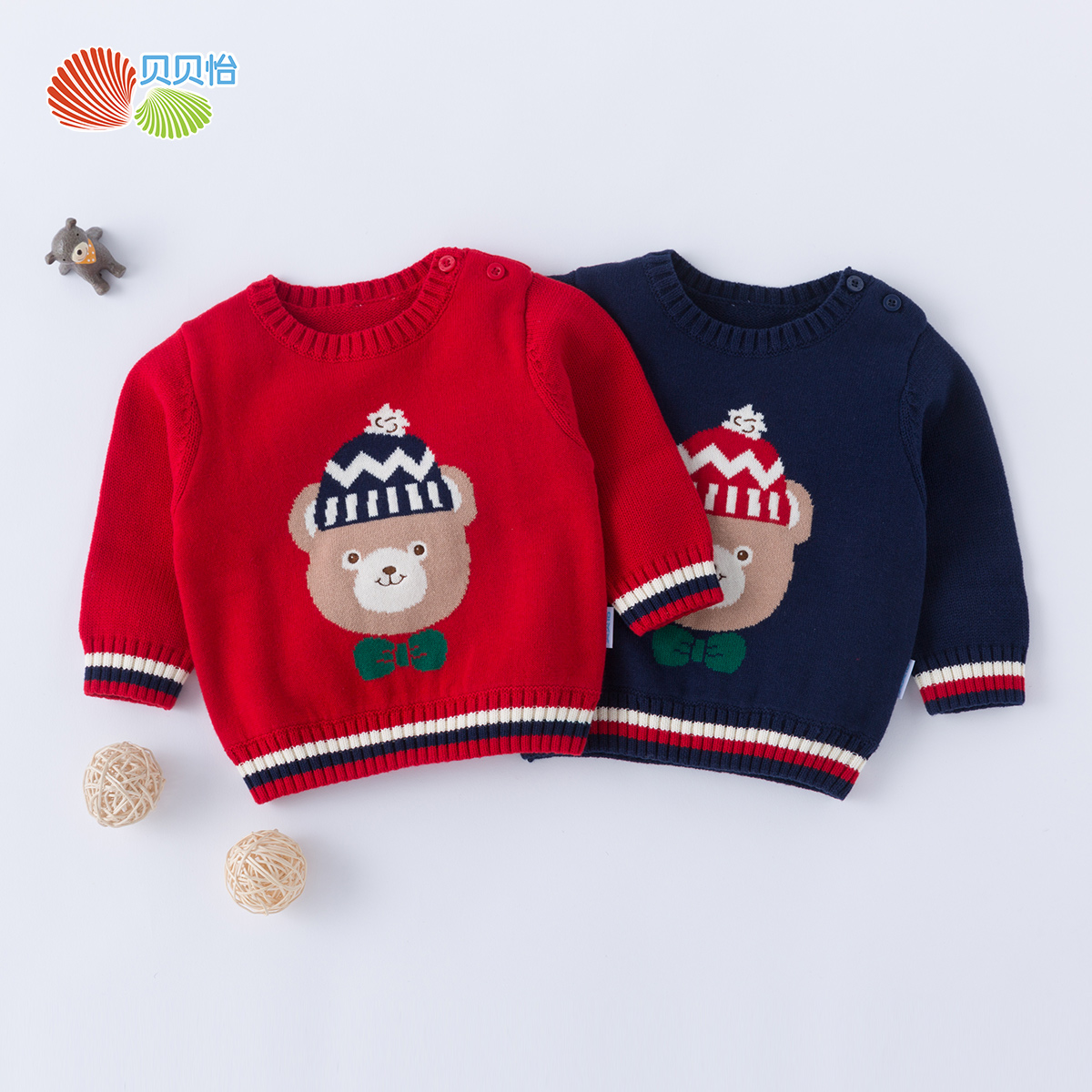 贝贝怡男女新款卡通风保暖毛线衣