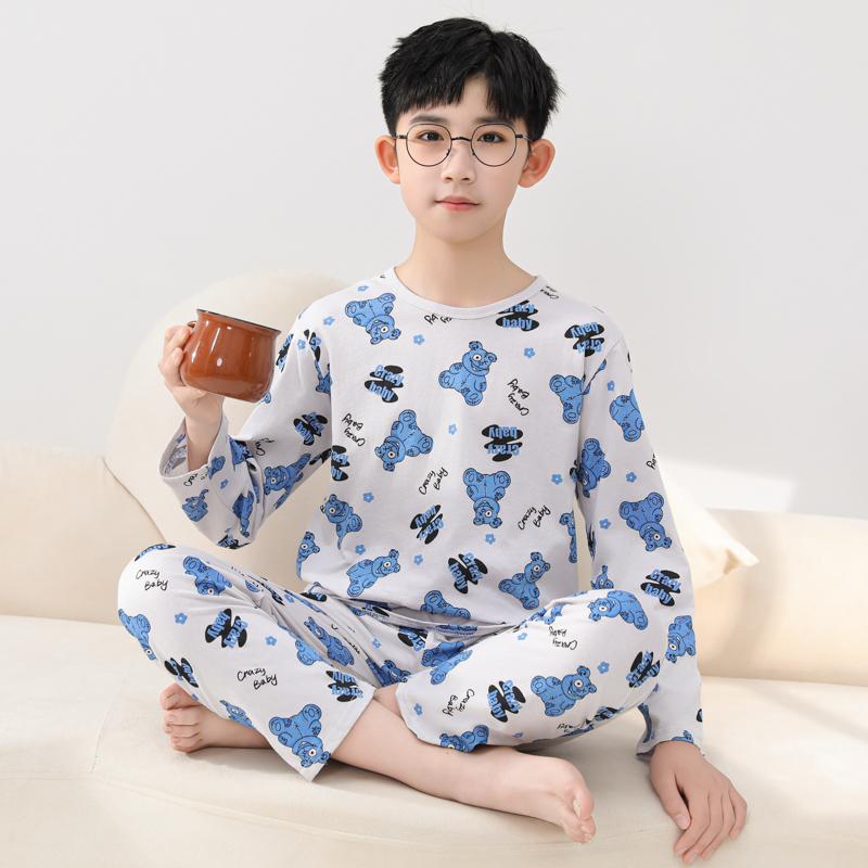 贝贝怡儿童秋衣秋裤纯棉春秋男童内衣套装男孩打底长袖睡衣家居服