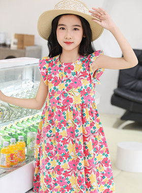 贝贝怡女童夏装连衣裙2026新款洋气儿童裙子夏季小女孩碎花公主裙