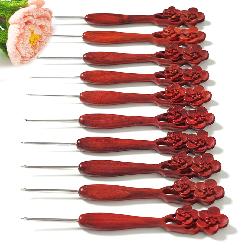 芙拉达梅花血檀柄钩针勾针手工打磨不锈钢针头玩偶毛线diy编织,居家布艺,针,淘宝优惠券,粉丝福利购,淘宝优惠卷