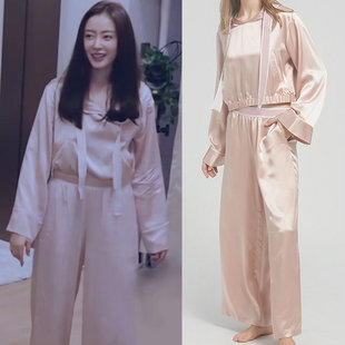 HEARMES 明星张天爱同款真丝睡衣女运动可外穿baby同款家居服女
