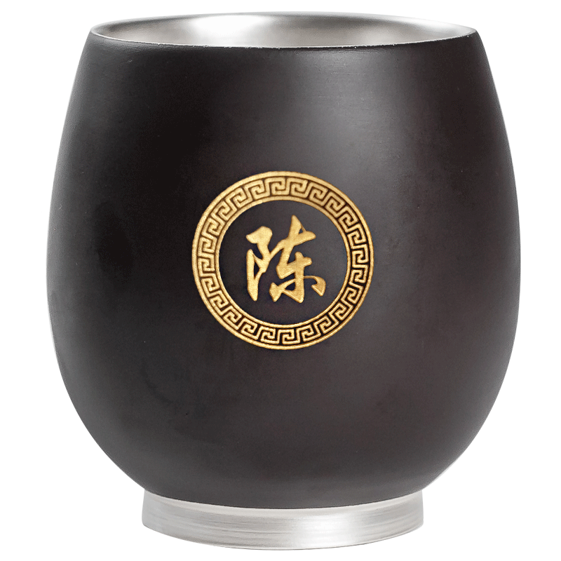 紫砂茶杯双层隔温品茗功夫刻字