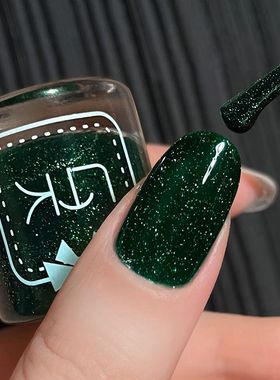 祖母墨绿色指甲油套装全套翡翠森林绿免烤持久不可剥快干爆闪美甲