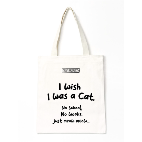 I wish i was a 可爱猫咪帆布袋子包单肩手提购物环保学生