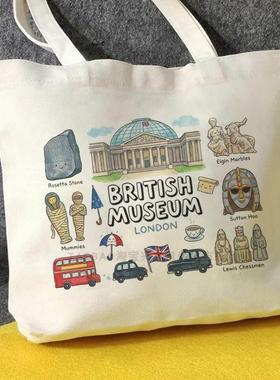 The British Museum帆布包大英博物馆帆布袋定制大容量环保购物袋