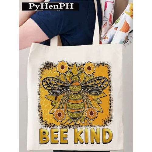Be Kind Canvas  Bag 时尚帆布包通勤女单肩文艺蜜蜂手提帆布袋包