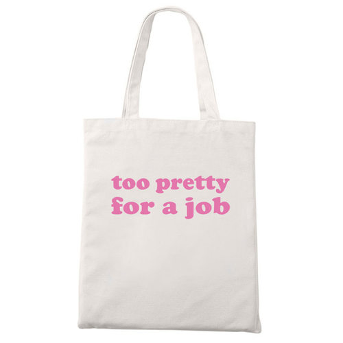 too pretty for a job复古夏季拉链帆布袋单肩托特收纳包装书袋
