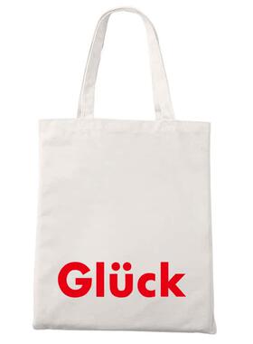 欧美风Glück德语幸运单肩拉炼帆布包ins字母托特包环保帆布袋
