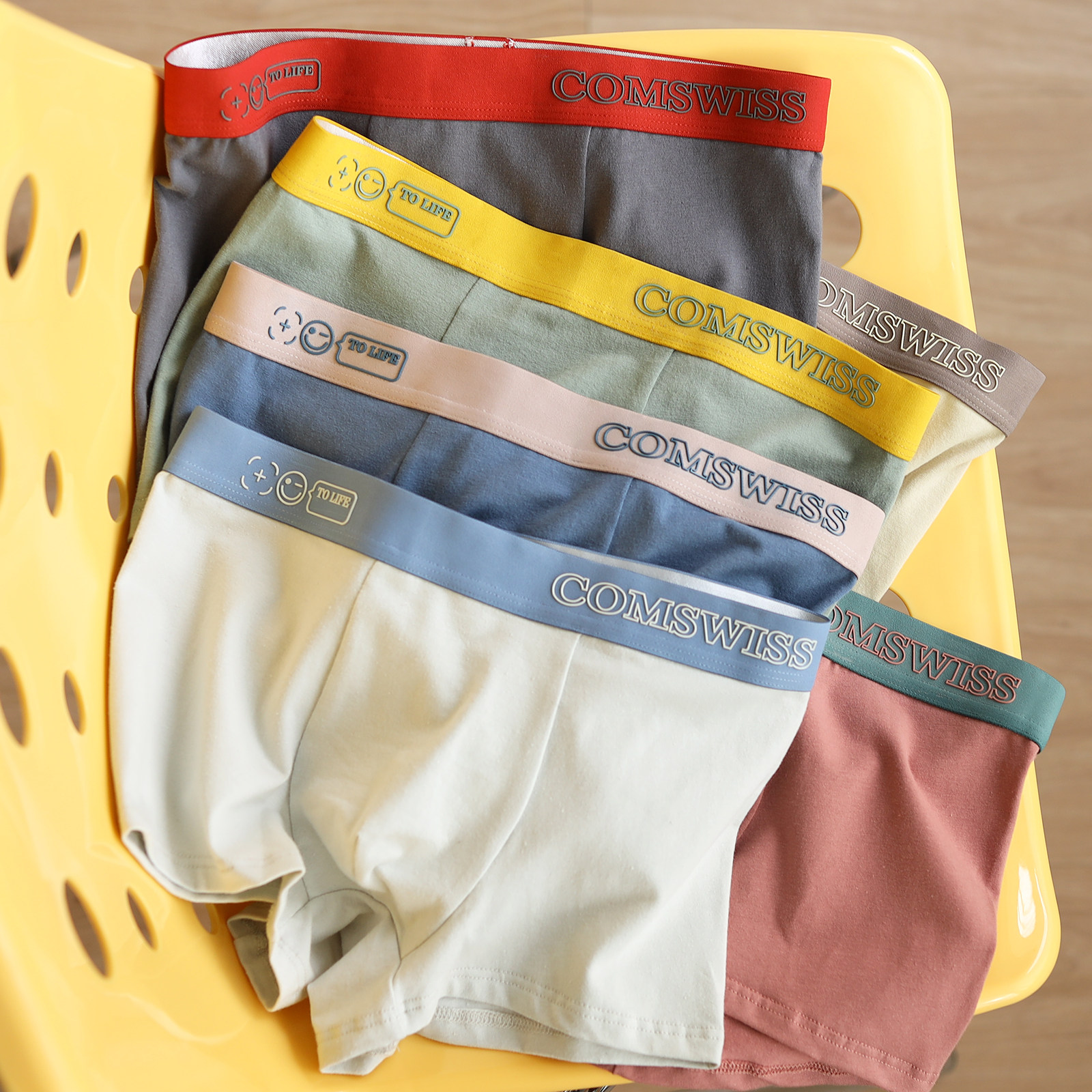 三条装 男士内裤纯棉舒适滴胶平角裤潮流男款透气男生四角裤短裤