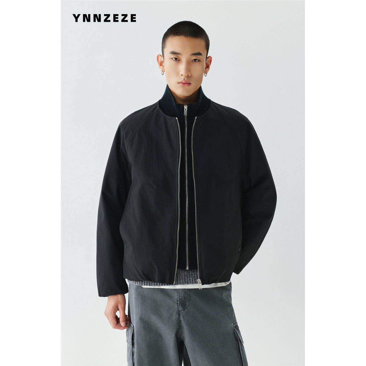 冬季韩版男假两件针织毛线立领羽绒服百搭潮流时尚工装休闲羽绒衣
