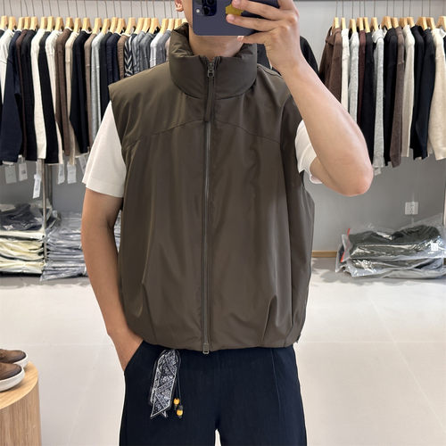 秋冬高端复古90白鸭绒立领羽绒服马甲男户外加厚保暖羽绒背心外套