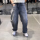 复古泼墨做旧香蕉阔腿牛仔裤 2026春季 美式 男潮牌痞帅显瘦弯刀直筒