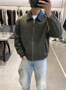老钱轻奢麂皮绒PU皮翻领夹克男2026春季新款韩版修身通勤皮衣外套