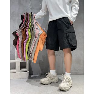 东隅桑榆夏季男户外机能风多口袋工装五分裤美式宽松速干沙滩短裤