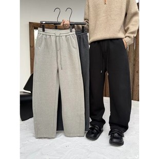 韩系宽松保暖阔腿直筒运动卫裤 微腾冬季 男重磅加绒加厚直筒休闲裤