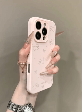 可爱蝴蝶结猫咪液态硅胶iPhone16promax女15/13pro可爱12plus防摔