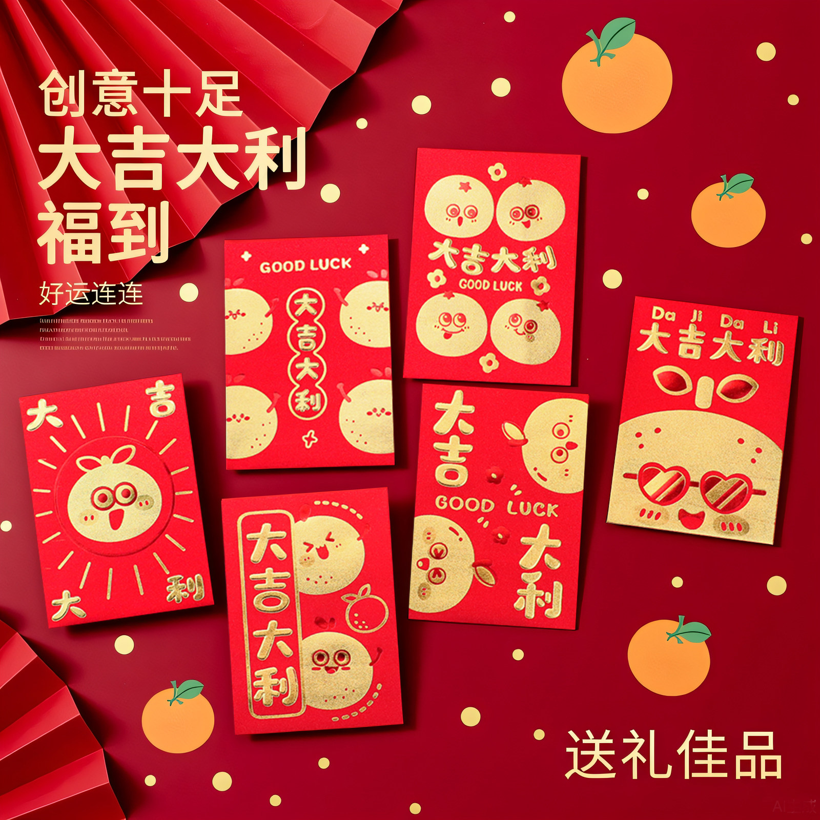 大吉大利金葱纸高档加厚马年创意中号百元小红包烫金喜庆红包定制,节庆用品/礼品,红包/利是封,淘宝优惠券,粉丝福利购,淘宝优惠卷