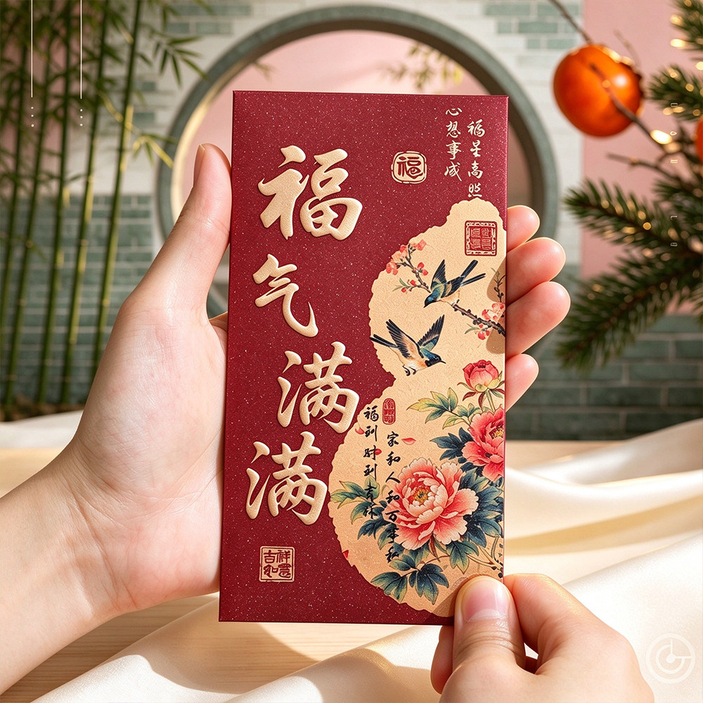 新款中式高端创意过年春节利是封福气满满羊年新年红包袋烫logo
