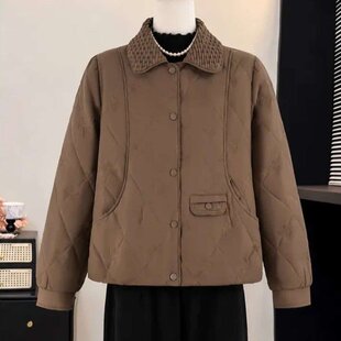 时尚休闲翻领棉服女短款宽松单排扣百搭外套秋冬棉衣女款秋冬款