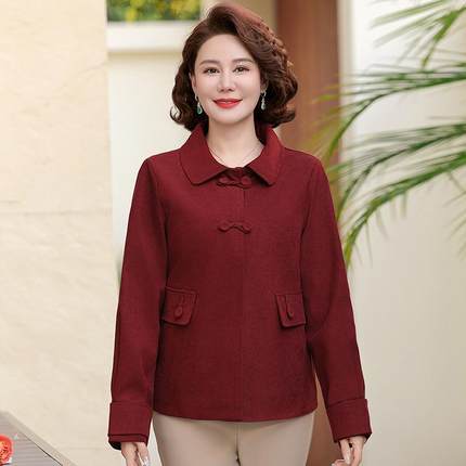 小个子妈妈装双面羊绒大衣女短款2025春秋新款中年女士呢子外套
