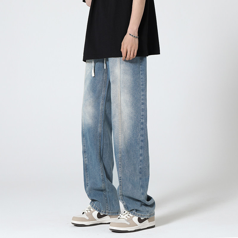 1009-S2043-P70-限价89夏季新款超薄冰丝牛仔裤长裤潮牌宽松直筒,男装牛仔裤,四季星座1009