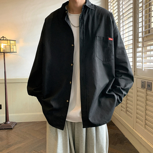 1009-CQ58-P55限价68*日系复古长袖衬衫男生秋季宽松工装衬衣外套图片