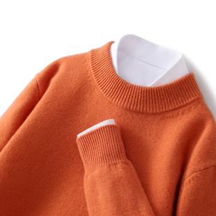 青少年羊绒衫男半高领初中高中学生青年羊毛衫中领双股线加厚毛衣